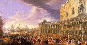 Luca Carlevaris Entry of the Earl of Manchester into the Doge's Palace Sweden oil painting reproduction